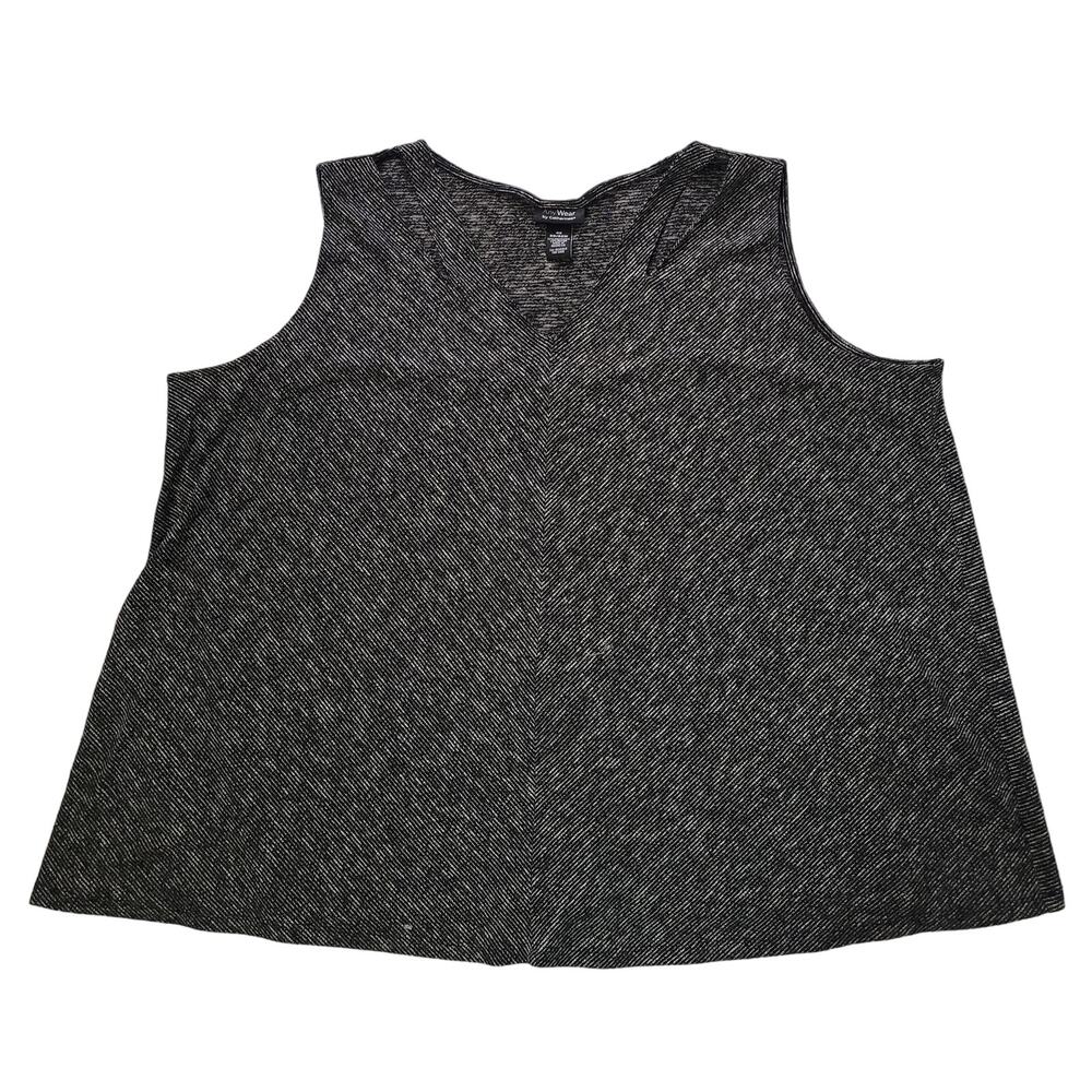 Catherines Size 4x Any Wear Cut Out Wide Strap Black White Micro Stripe Tank Top
